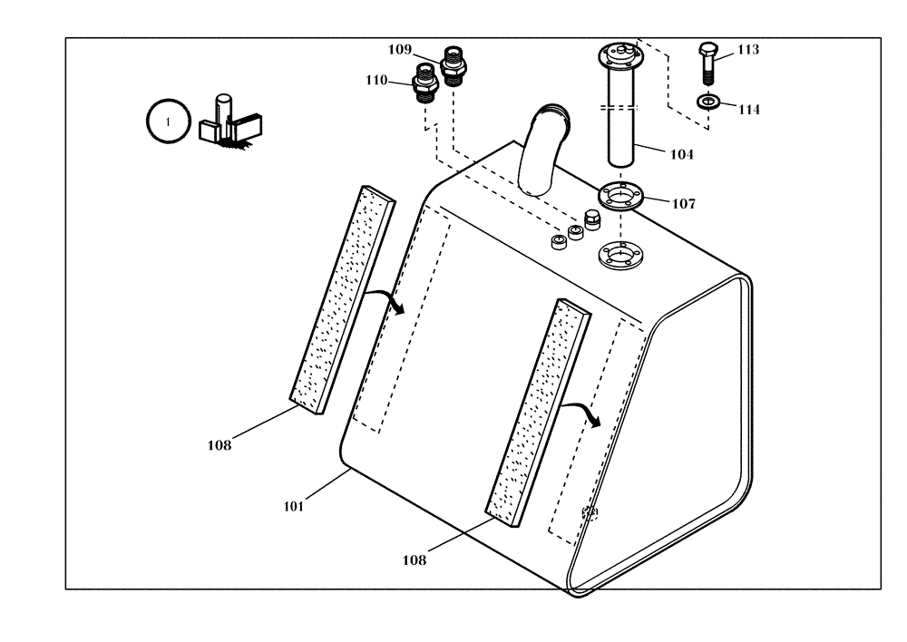 Схема запчастей Case 321D - (10.201[001]) - FUEL TANK MOUNTING PARTS (S/N 591052-UP) No Description