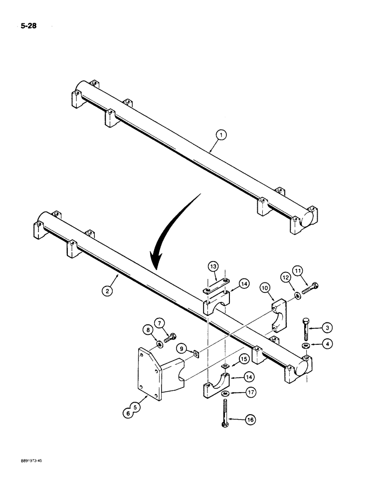 Схема запчастей Case 550 - (5-28) - REAR PIVOT SHAFT (11) - TRACKS/STEERING