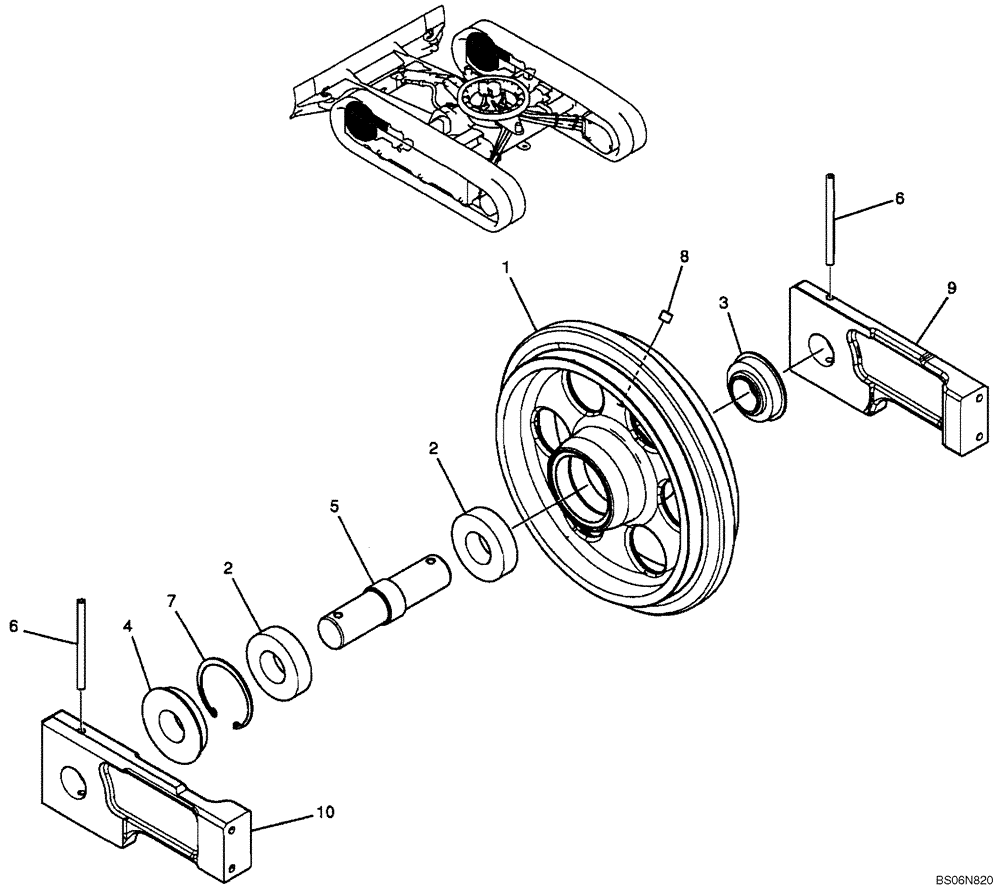 Схема запчастей Case CX17B - (02-005[00]) - IDLER ASSEMBLY (PU52D00019F1) (48) - TRACKS & TRACK SUSPENSION