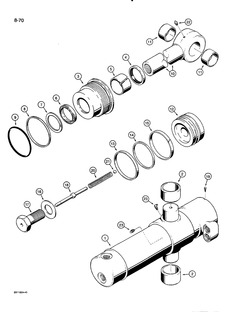 Схема запчастей Case 35C - (8-70) - 1346044C1 SWING CYLINDER (08) - HYDRAULICS