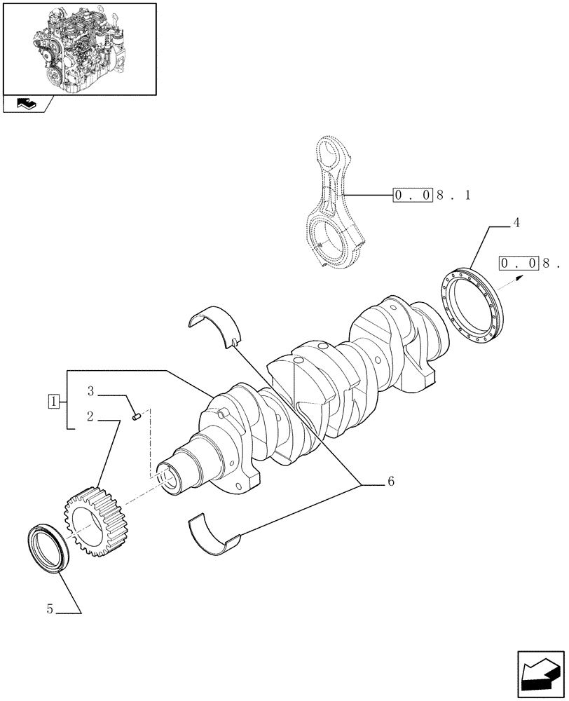 Схема запчастей Case 121E - (0.08.0) - CRANKSHAFT (01) - ENGINE