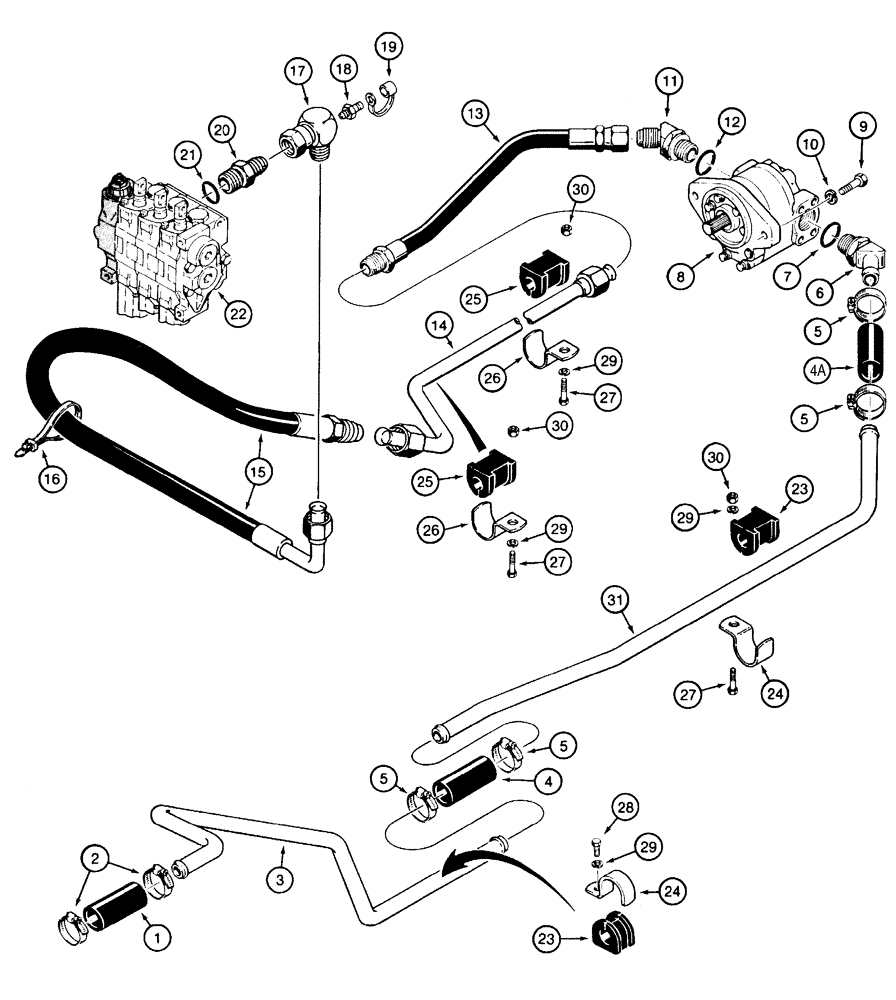 Схема запчастей Case 550H - (8-02) - HYDRAULICS, EQUIPMENT, RESERVOIR TO PUMP AND CONTROL VALVE (08) - HYDRAULICS