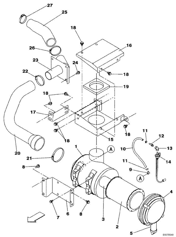 Схема запчастей Case CX210BLR - (02-03) - AIR CLEANER (02) - ENGINE