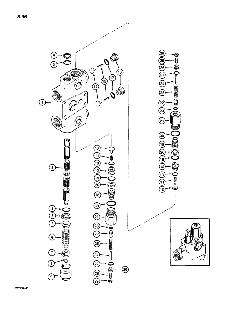 Схема запчастей Case 26D - (8-36) - G109522 BACKHOE CONTROL VALVE, SWING SECTION 