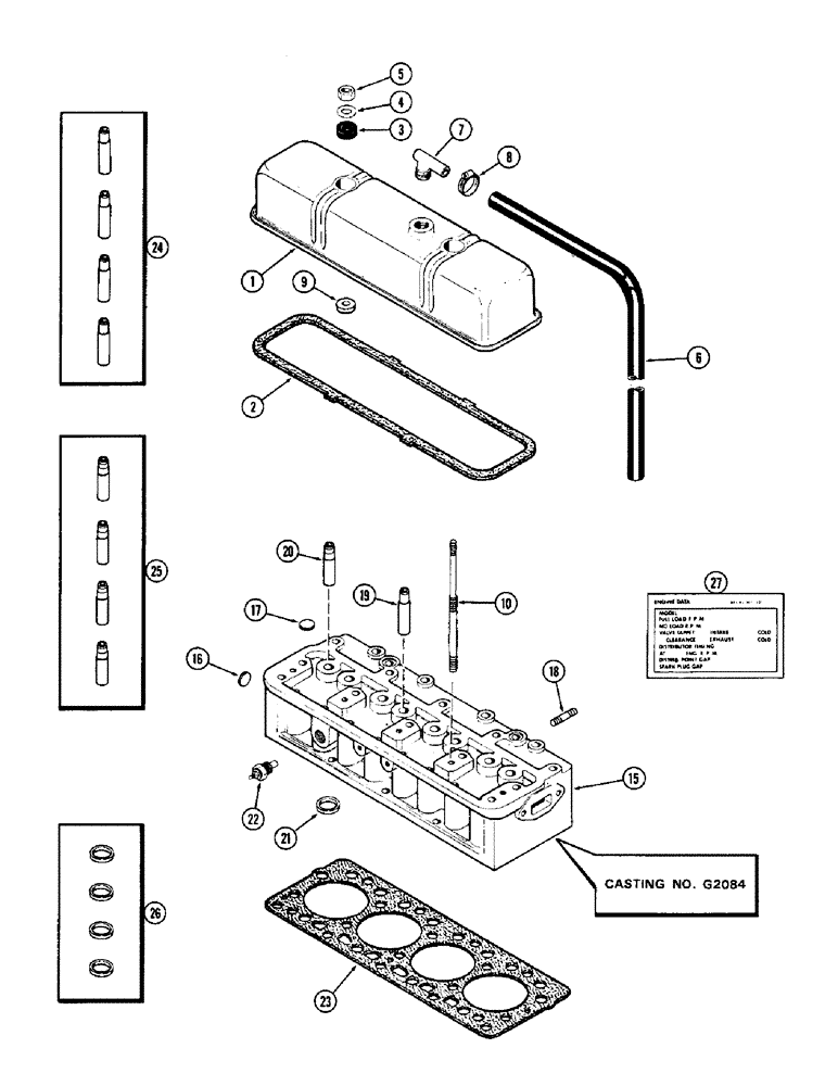 Схема запчастей Case 580B - (086) - CYLINDER HEAD AND COVER, (188) SPARK IGNITION ENGINE (02) - ENGINE