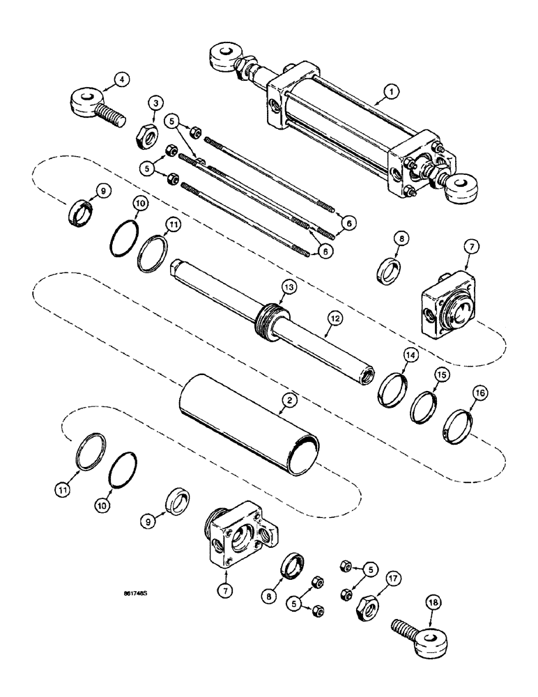 Схема запчастей Case 570LXT - (5-12) - STEERING CYLINDER, *TWO WHEEL DRIVE FRONT AXLE (05) - STEERING