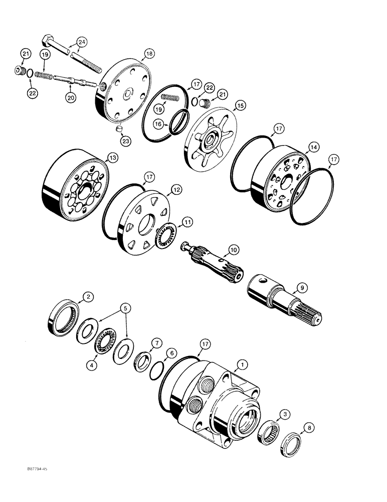 Схема запчастей Case 1818 - (6-12) - HYDROSTATIC DRIVE MOTOR (06) - POWER TRAIN