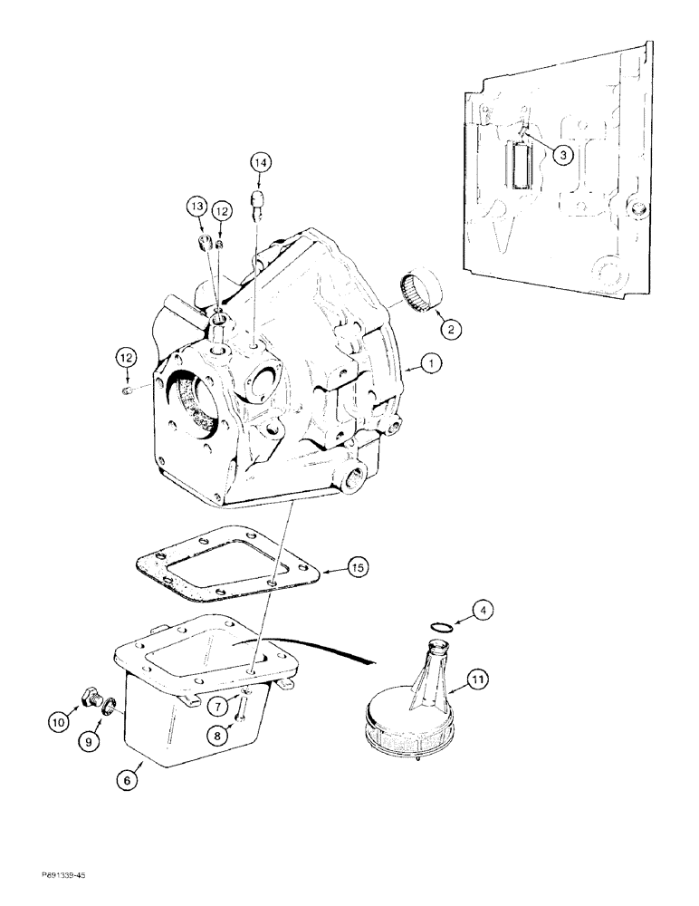 Схема запчастей Case 480F - (6-10) - POWER SHUTTLE, HOUSING AND OIL PAN (06) - POWER TRAIN