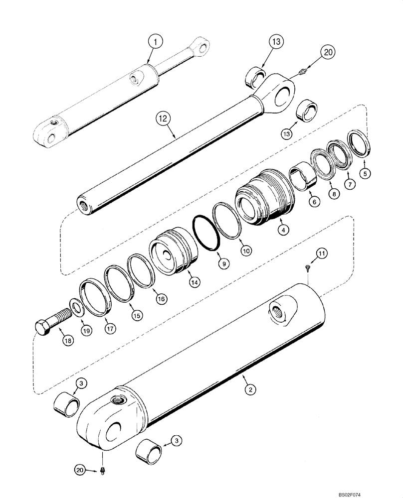 Схема запчастей Case 1845C - (08-67A) - CYLINDER ASSY - BACKHOE DIPPER (NORTH AMERICA), D125 (08) - HYDRAULICS