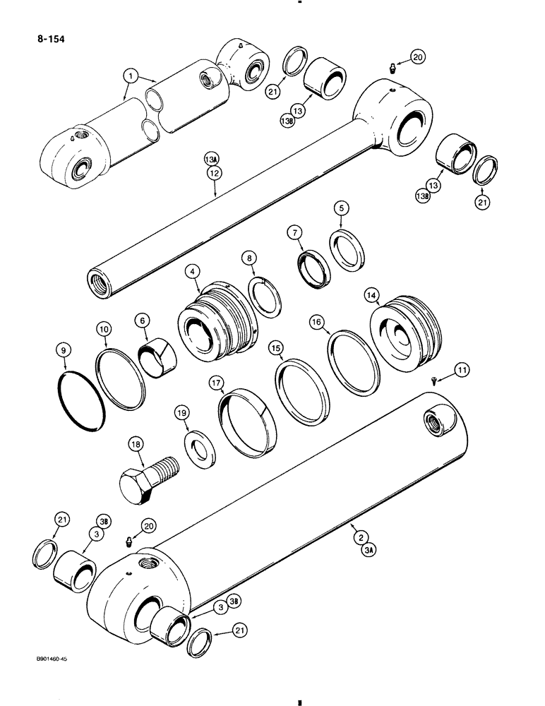 Схема запчастей Case 580K - (8-154) - BACKHOE DIPPER CYLINDER (08) - HYDRAULICS