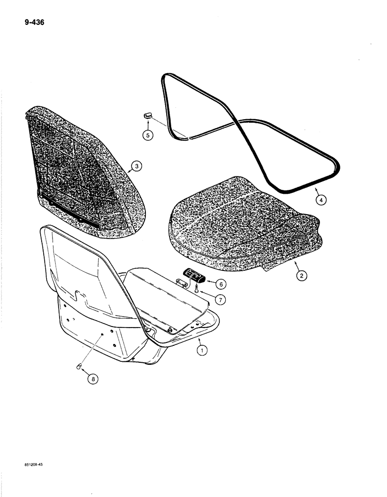 Схема запчастей Case 780C - (9-436) - SEAT ASSEMBLY, D127367 SUSPENSION SEAT ASSEMBLY (09) - CHASSIS/ATTACHMENTS