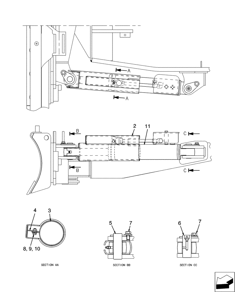 Схема запчастей Case CX31B - (02-021[01]) - CYLINDER INSTAL, ANGLE DOZER (35) - HYDRAULIC SYSTEMS