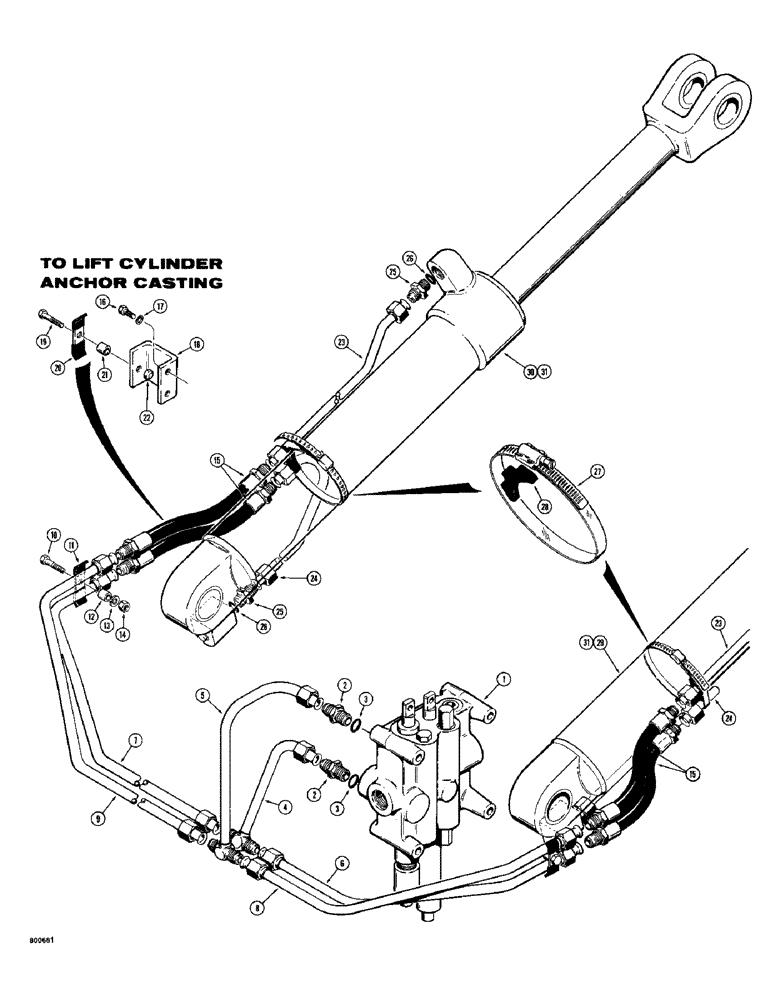 Схема запчастей Case 780 - (286) - LOADER LIFT HYDRAULIC CIRCUIT, TRACTOR SN. 5500550 AND AFTER (08) - HYDRAULICS