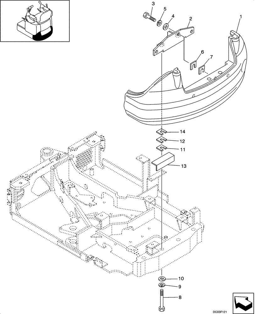 Схема запчастей Case CX14 - (09-04[00]) - COUNTERWEIGHT (09) - CHASSIS/ATTACHMENTS