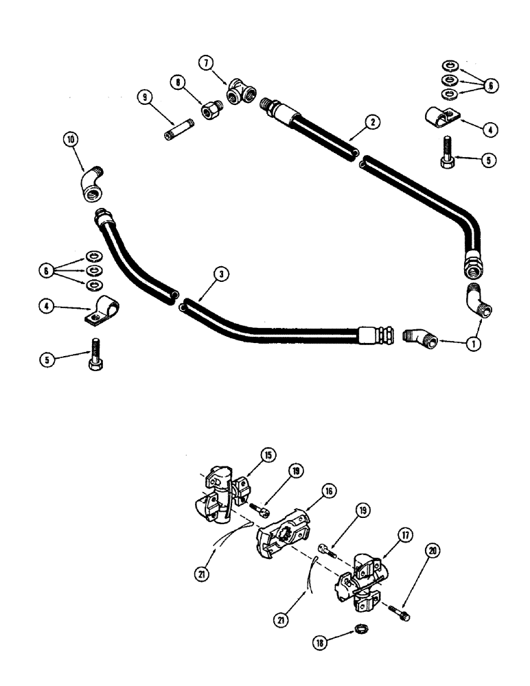 Схема запчастей Case 680CK - (106) - CONVERTER COOLER HOSES, UNIVERSAL JOINT 