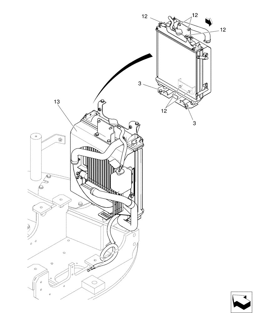 Схема запчастей Case CX36B - (01-014[01]) - RADIATOR INSTAL (10) - ENGINE