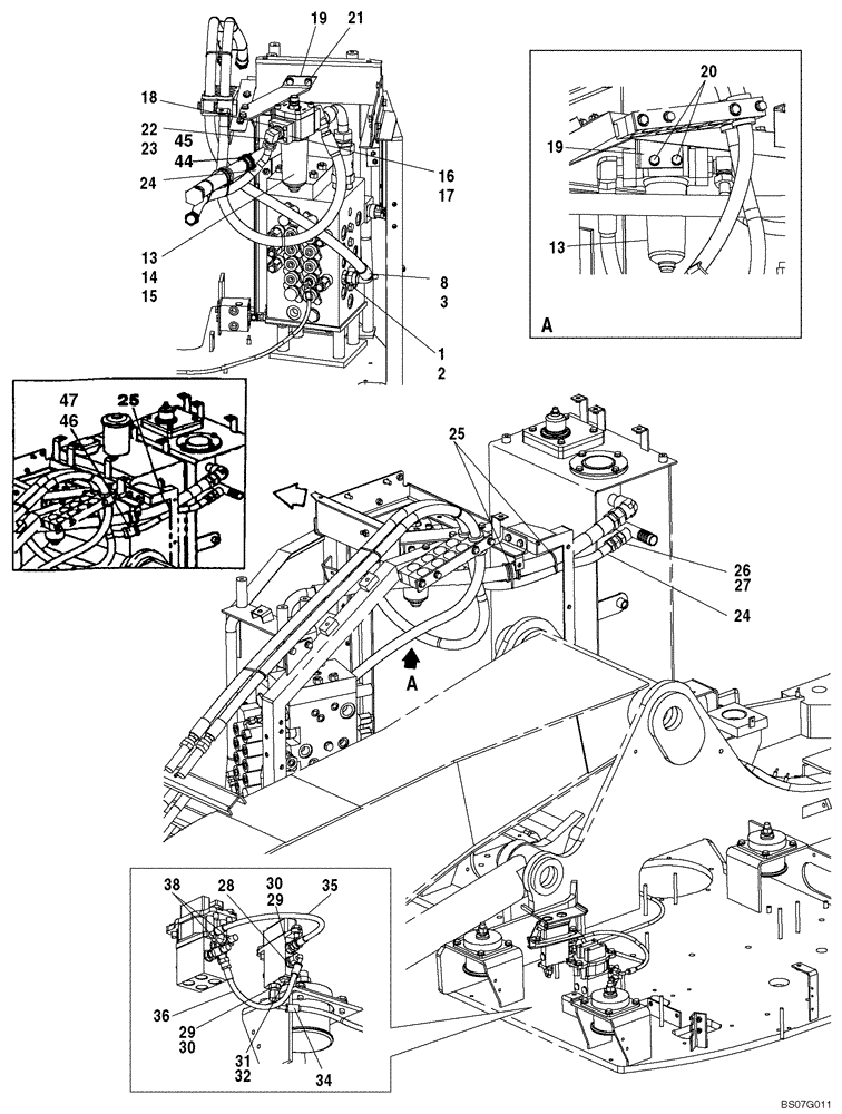 Схема запчастей Case CX135SR - (08-049) - HYDRAULICS, AUXILIARY - SINGLE ACTING CIRCUIT (08) - HYDRAULICS