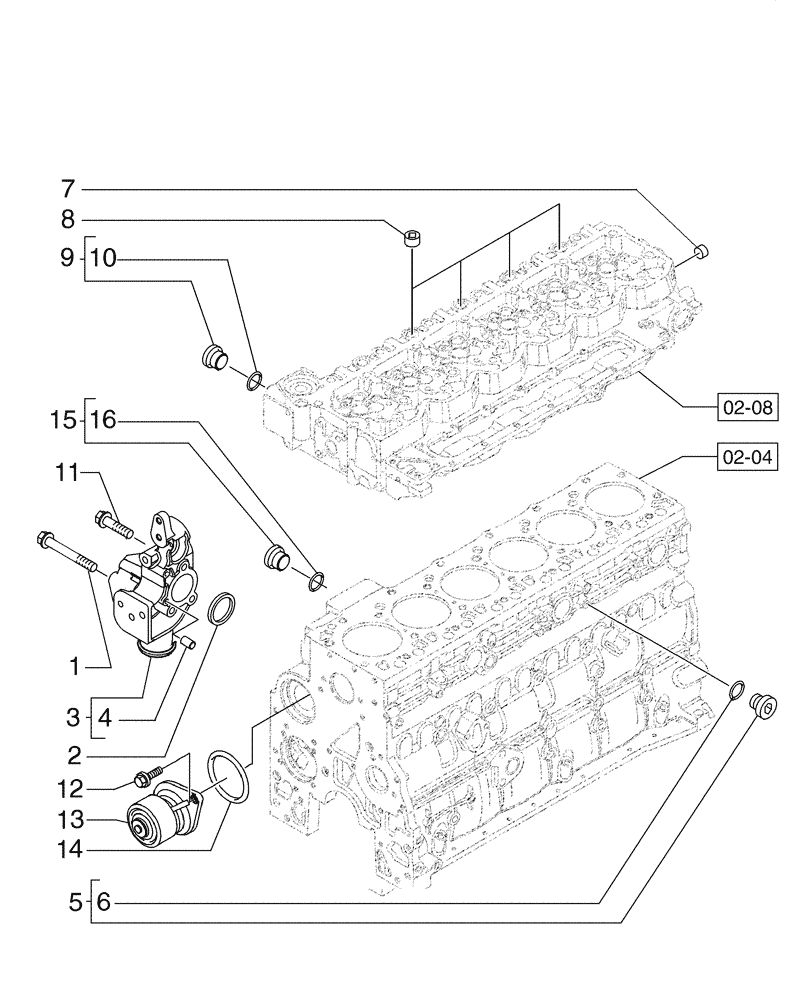 Схема запчастей Case 845B - (02-45[01]) - ENGINE - COOLING SYSTEM (02) - ENGINE