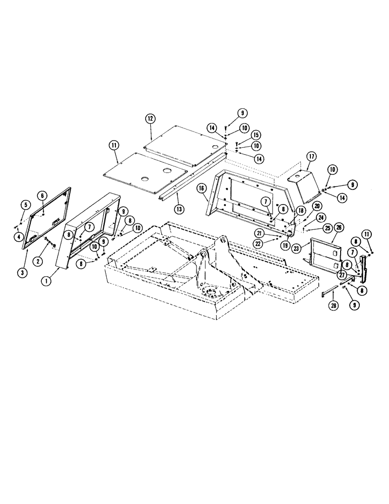 Схема запчастей Case 980 - (082) - ENGINE SHROUD (LEFT SIDE) (05) - UPPERSTRUCTURE CHASSIS