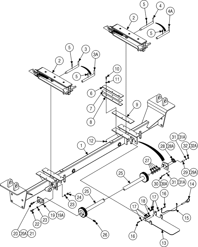 Схема запчастей Case 6010 - (09-01) - PIPE LOADER - GEAR SHAFT AND ARM (89) - TOOLS