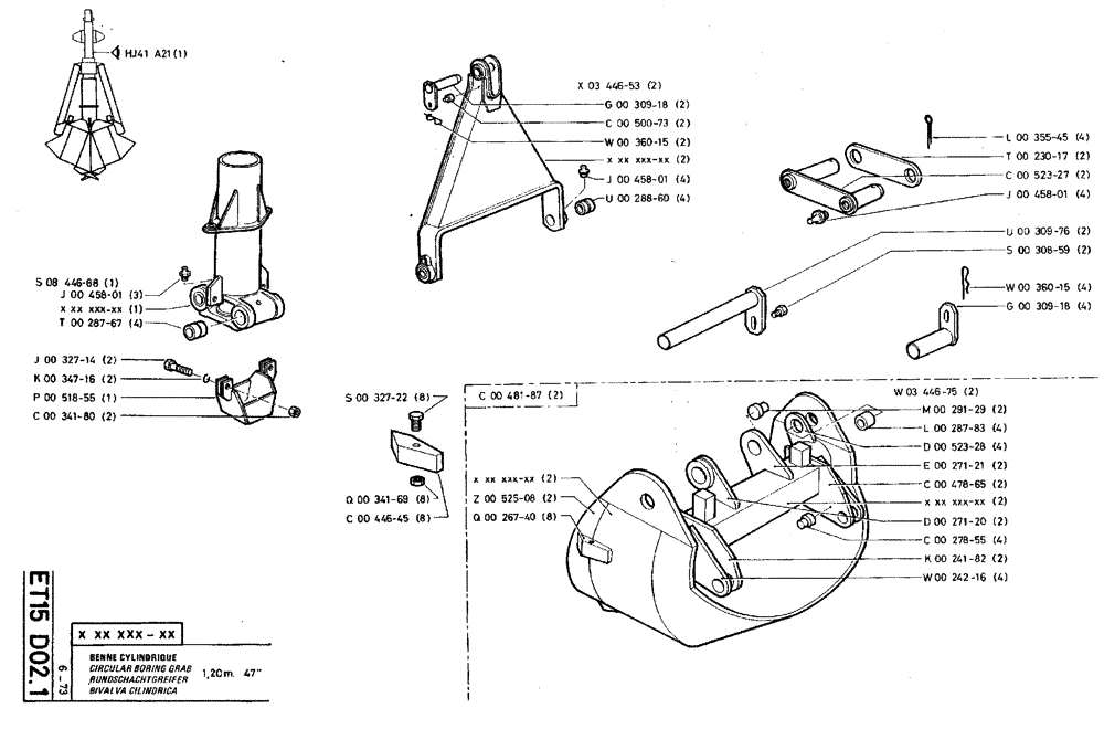 Схема запчастей Case TY45 - (ET15 D02.1) - CIRCULAR BORING GRAB - 1,20 M (47") (18) - ATTACHMENT ACCESSORIES