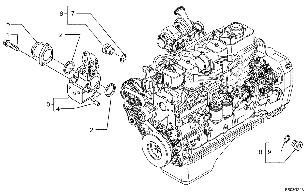 Схема запчастей Case 621D - (02-43) - COOLING SYSTEM - ENGINE (02) - ENGINE