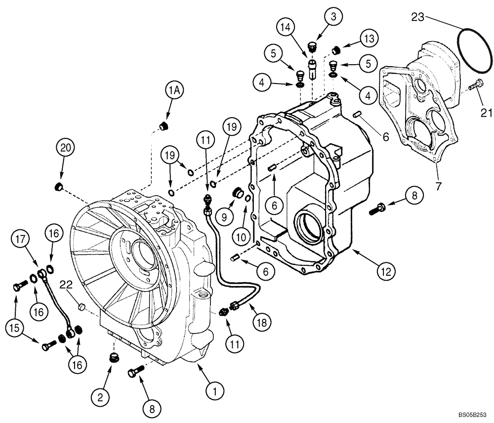 Схема запчастей Case 580M - (06-14) - TRANSMISSION ASSY (4WD) - HOUSING (06) - POWER TRAIN