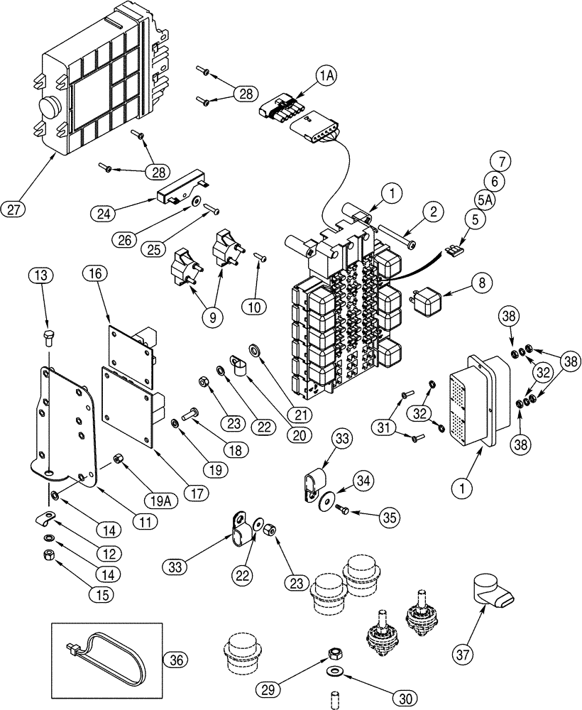 Схема запчастей Case 621C - (04-028) - HARNESS CAB, MAIN, POWER DISTRIBUTION CENTER (04) - ELECTRICAL SYSTEMS