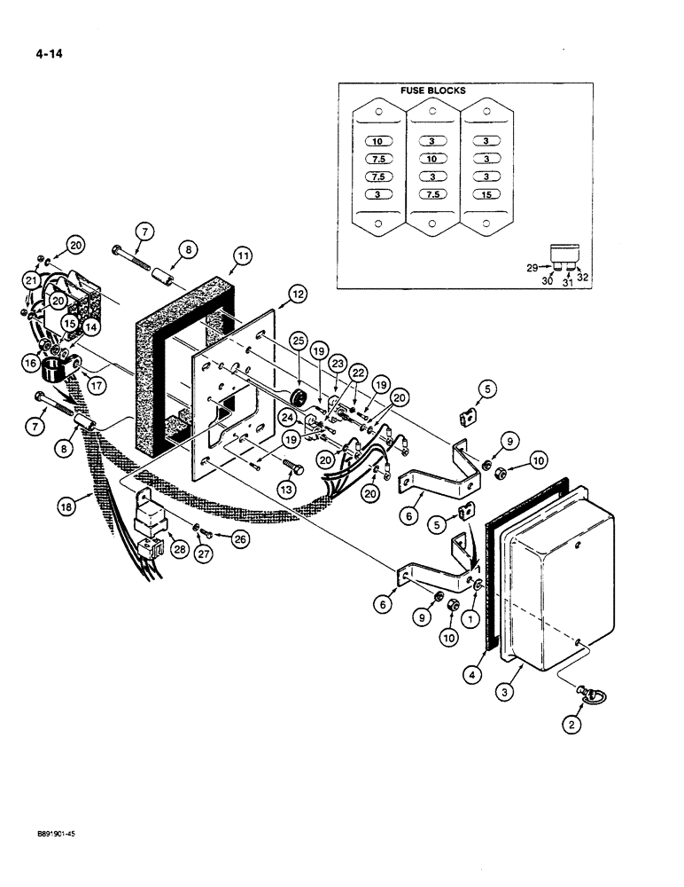 Схема запчастей Case W14C - (4-14) - FRONT HARNESS - FUSE BOX (04) - ELECTRICAL SYSTEMS