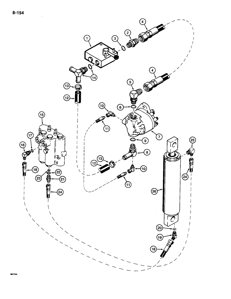 Схема запчастей Case CASE - (8-154) - PLOW HYDRAULIC CIRCUIT, USED ON MODELS WITHOUT A TRENCHER (08) - HYDRAULICS