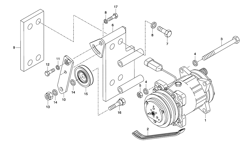 Схема запчастей Case 330 - (58A00000527[02]) - AIR CONDITIONING - COMPRESSOR ATTACHING ( 87442849) (10) - Cab/Cowlings