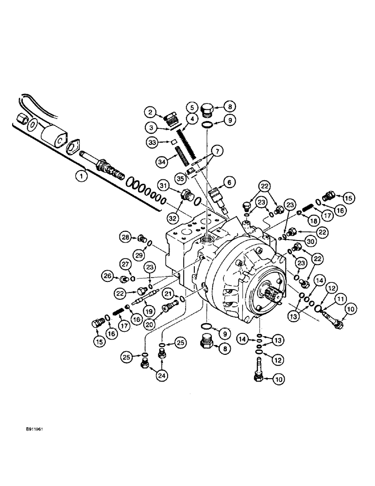 Схема запчастей Case 860 - (8-080) - TRENCHER DRIVE MOTOR ASSEMBLY - H674755 (08) - HYDRAULICS