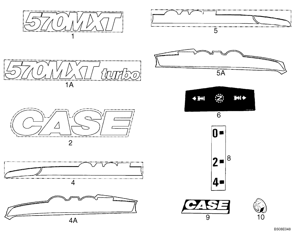 Схема запчастей Case 570MXT - (09-59) - DECALS (09) - CHASSIS/ATTACHMENTS