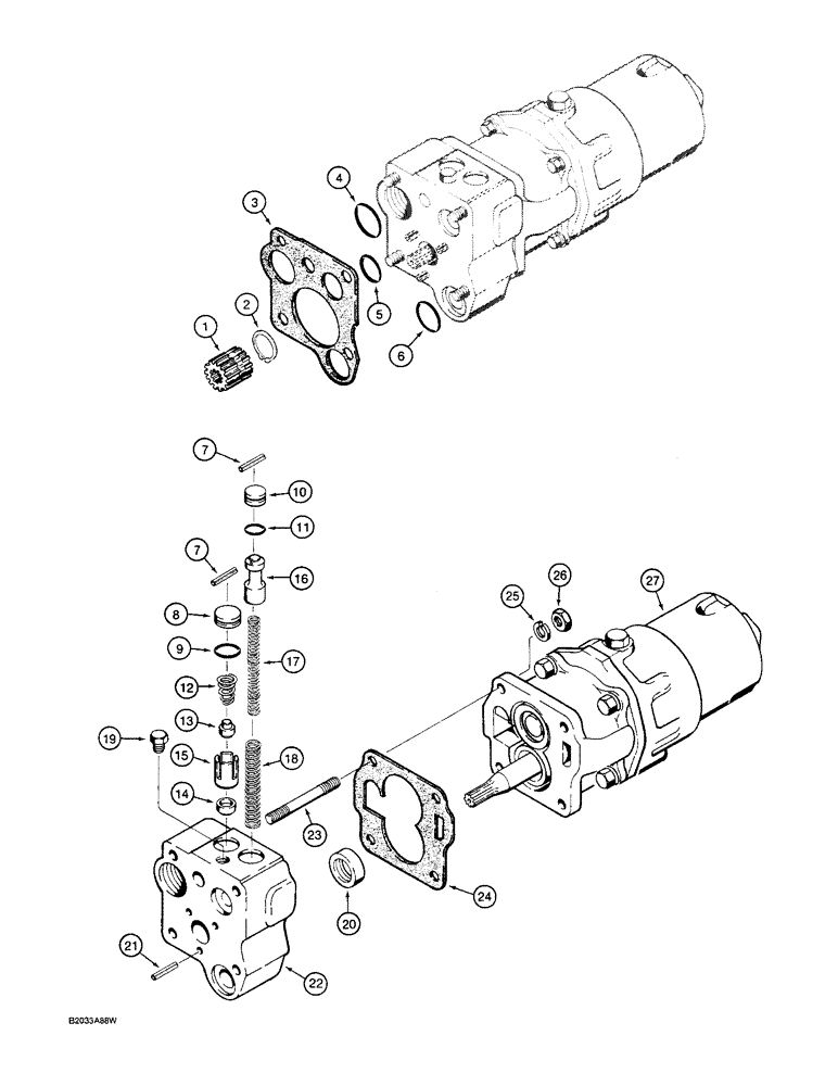 Схема запчастей Case W36 - (6-268) - TRANSMISSION, FILTER, CHARGING PUMP AND PRESSURE REGULATOR VALVE (06) - POWER TRAIN