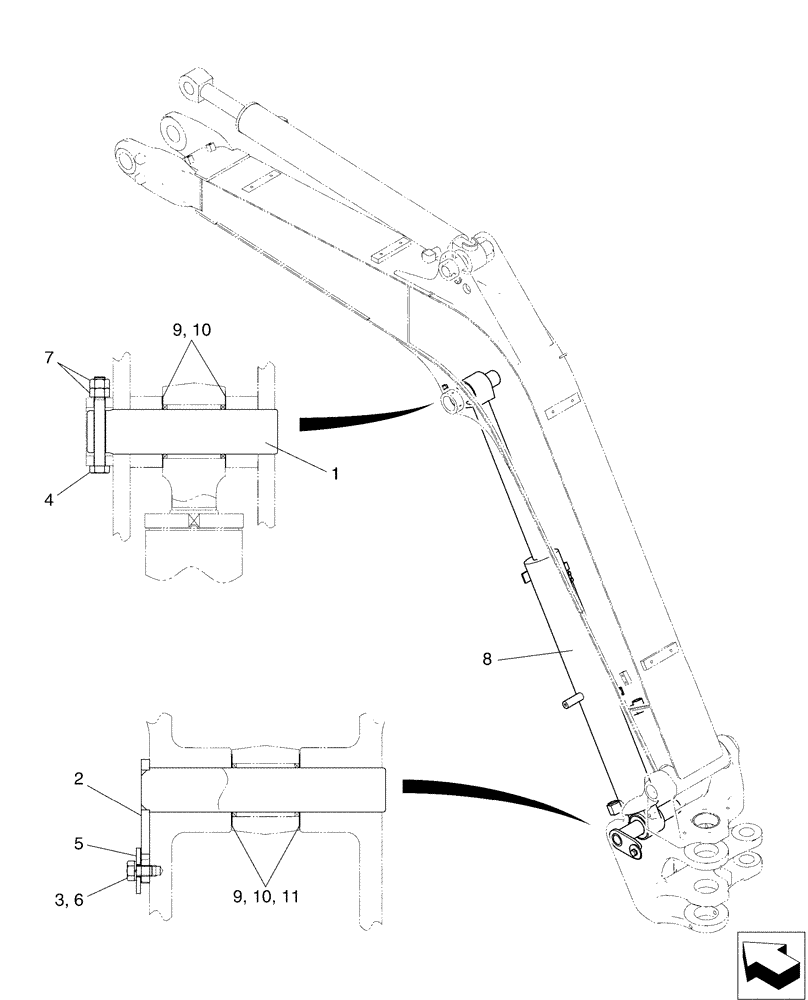 Схема запчастей Case CX50B - (03-004[03]) - CYLINDER INSTAL, CANOPY Attachments