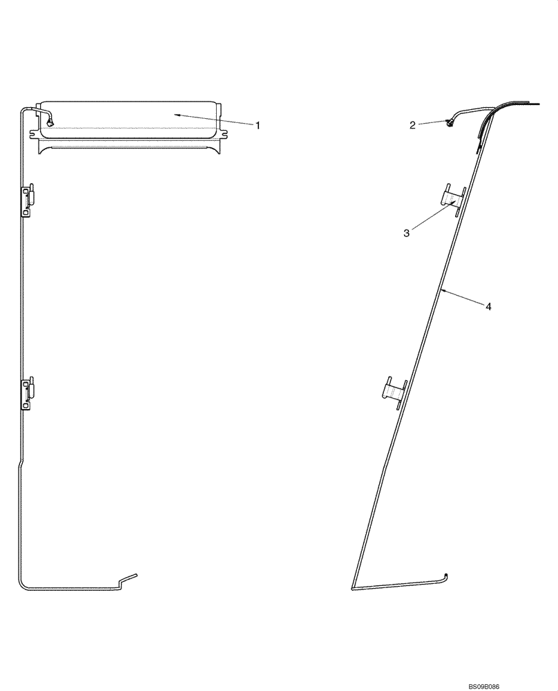 Схема запчастей Case 435 - (09-21B) - CAB DOOR - VISOR (09) - CHASSIS