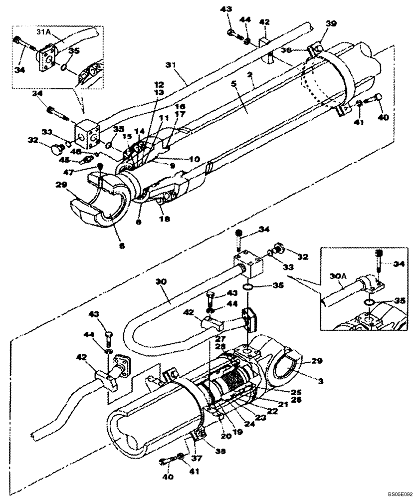 Схема запчастей Case CX460 - (08-97) - CYLINDER ASSY, ARM - MODELS WITHOUT LOAD HOLD (08) - HYDRAULICS