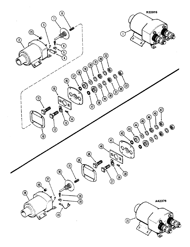 Схема запчастей Case W7E - (072) - R22915 SOLENOID, (301B) DIESEL ENGINE, A42376 SOLENOID (04) - ELECTRICAL SYSTEMS