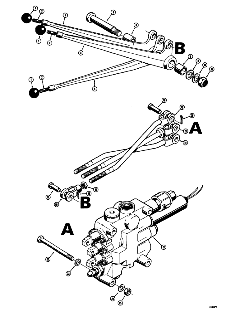 Схема запчастей Case W10E - (244) - LOADER CONTROL VALVE AND LEVERS, 3 SPOOL LOADER VALVE (08) - HYDRAULICS