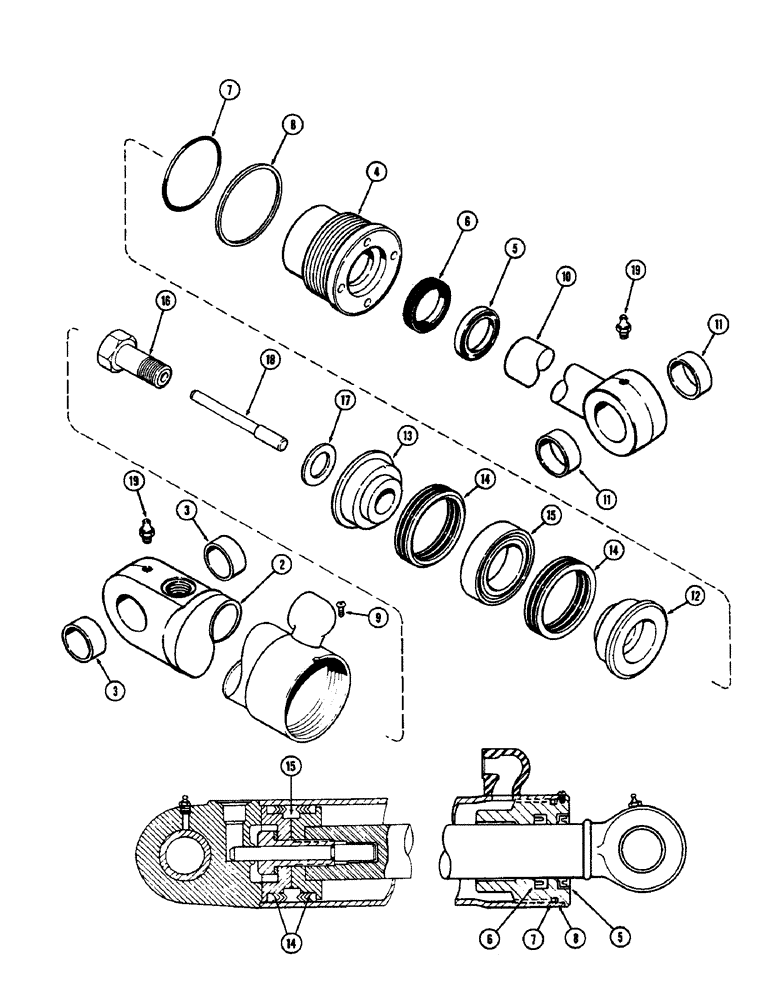 Схема запчастей Case 33 - (312) - G32592 BOOM CYLINDER, 4-1/2" DIA. CYLINDER WITH 39-3/16" STROKE 