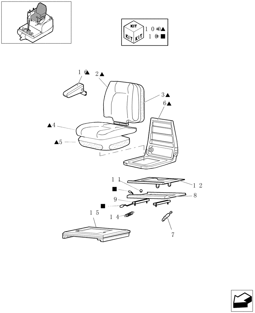 Схема запчастей Case CX27B - (1.250A[01]) - OPERATORS SEAT - COMPONENTS CANOPY (01) - Section 1