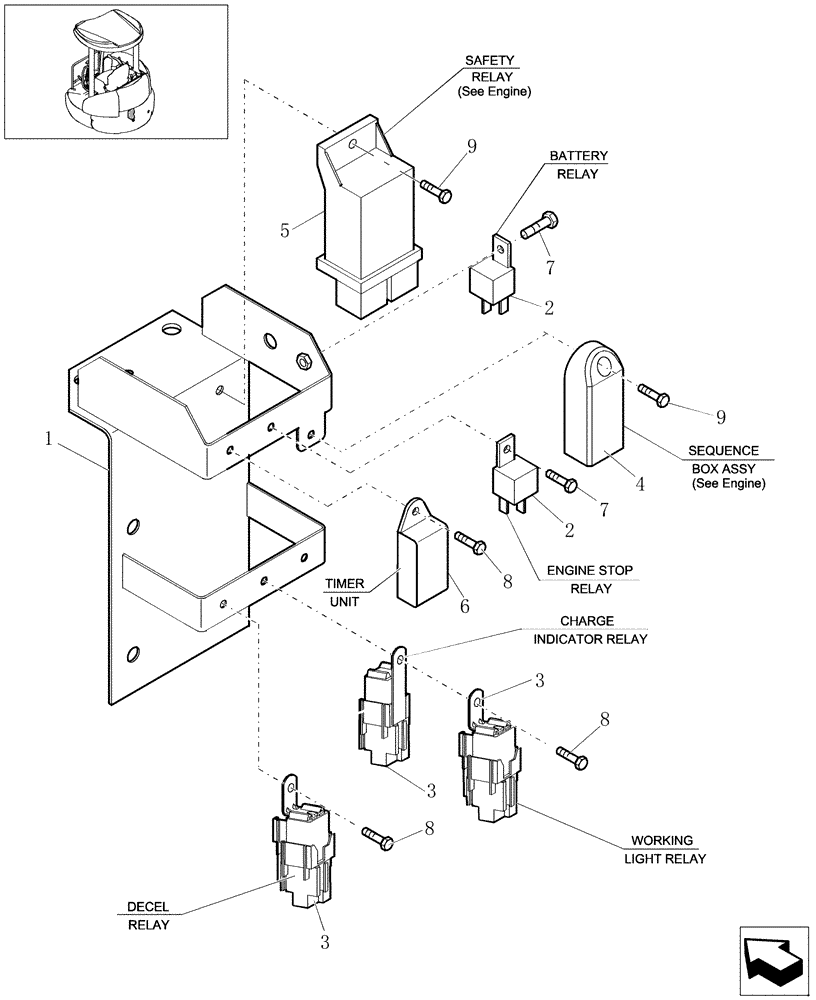 Схема запчастей Case CX31B - (1.220C[01A]) - RELAY ASSY - COMPONENTS (55) - ELECTRICAL SYSTEMS