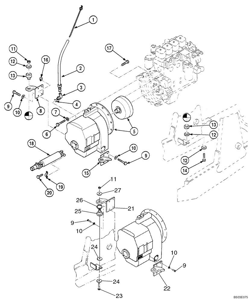 Схема запчастей Case 580SM - (06-13) - TRANSMISSION - MOUNTING (MODELS WITH POWERSHIFT) (06) - POWER TRAIN