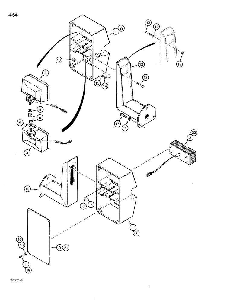 Схема запчастей Case 721 - (4-64) - FRONT LAMP MOUNTING (04) - ELECTRICAL SYSTEMS