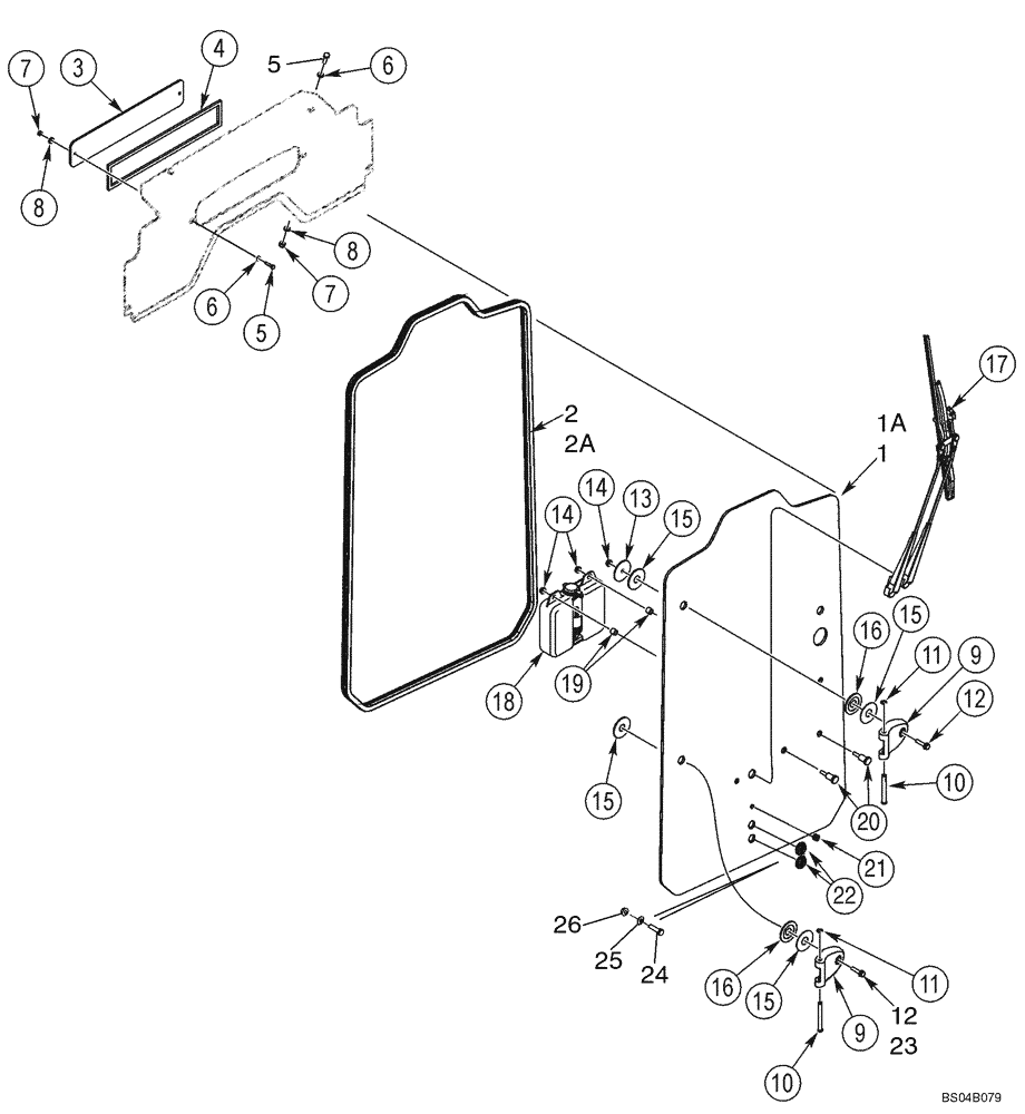 Схема запчастей Case 445CT - (09-28) - DOOR, FRONT, ALL GLASS - WINDSHIELD (09) - CHASSIS