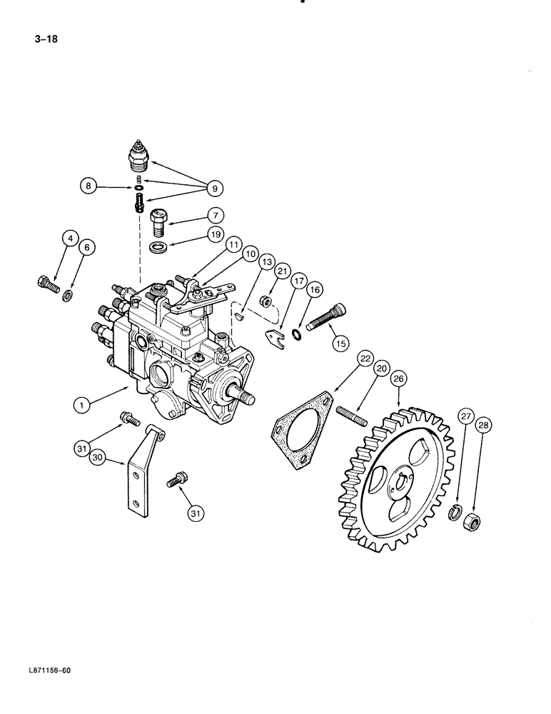 Схема запчастей Case 888 - (3-018) - FUEL INJECTION PUMP AND DRIVE, 6T-590 DIESEL ENGINE (03) - FUEL SYSTEM