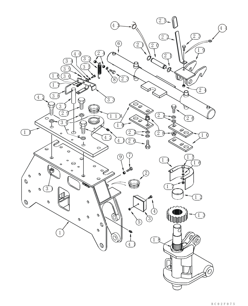 Схема запчастей Case 75XT - (09-40) - BACKHOE - BOOM LOCK AND SWING CYLINDER (NORTH AMERICA) (09) - CHASSIS