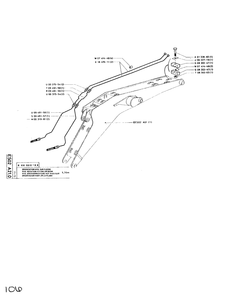 Схема запчастей Case SC150L - (106) - HYD. ROTATION FITTING ON BOOM 