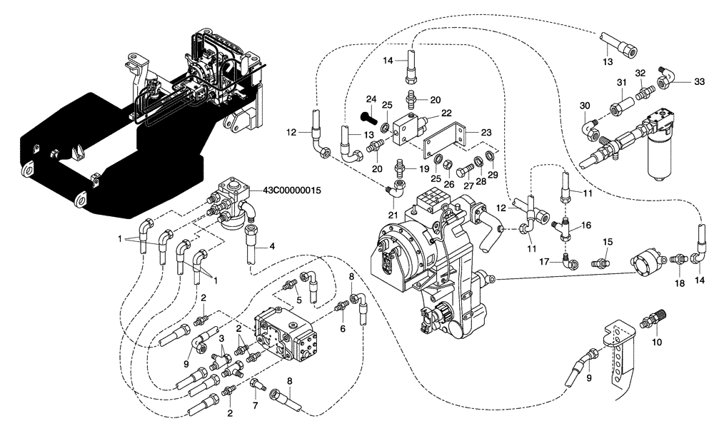 Схема запчастей Case 330 - (43A02010773[03]) - STEERING SYSTEM - HYDRAULIC CIRCUIT (09) - Implement / Hydraulics / Frame / Brakes