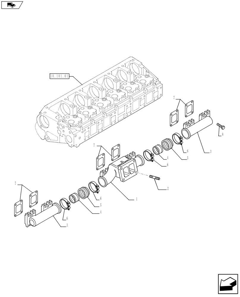 Схема запчастей Case F3BE0684N E915 - (10.254.05) - EXHAUST MANIFOLD (504041325) (10) - ENGINE